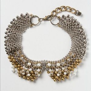 Anthropologie Pam Hiran Gold & Pearl Bib Necklace